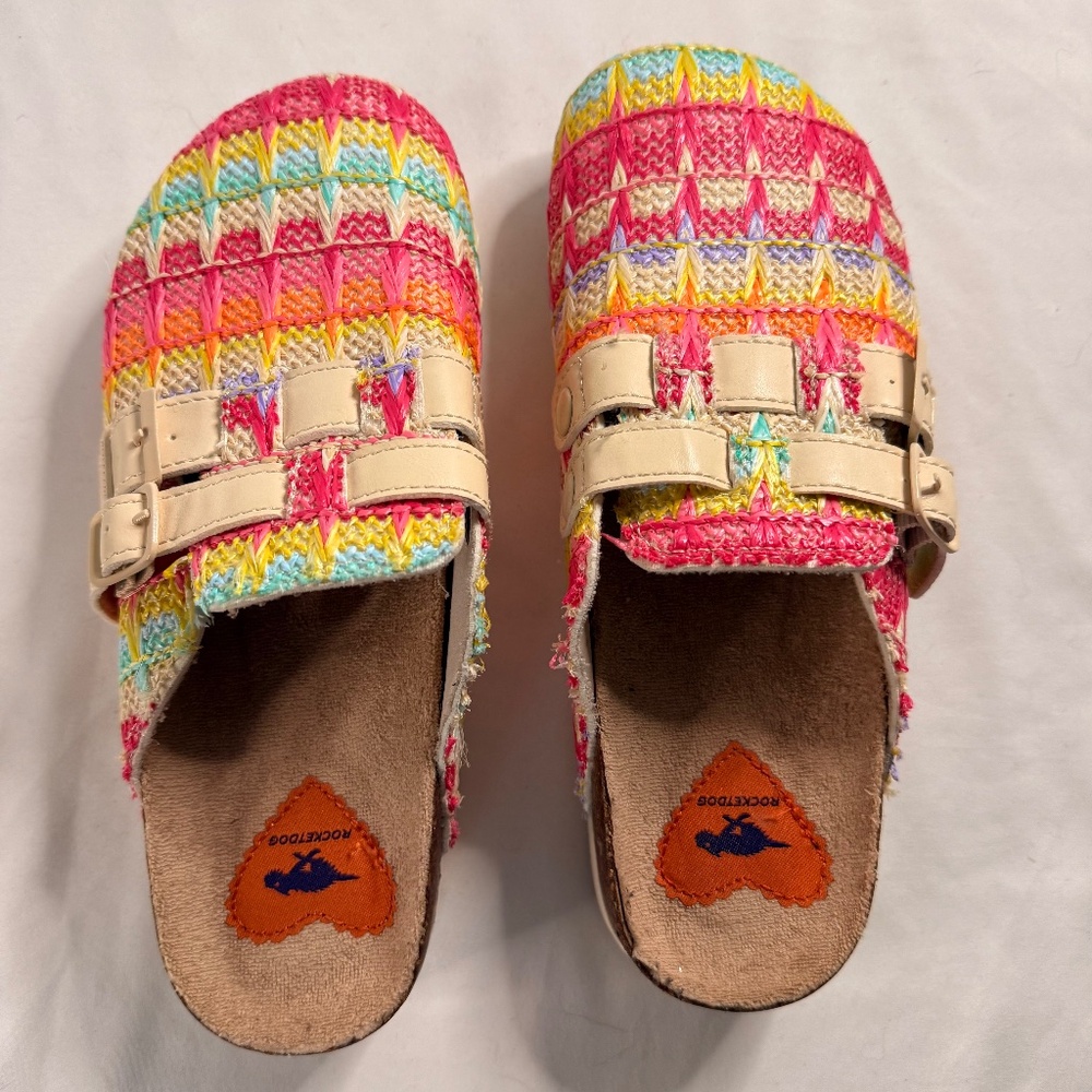 Rocketdog Abel Plus Pink multi color clog SZ US 6 (big more like 7)